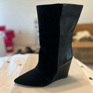 Black suede & leather boots
